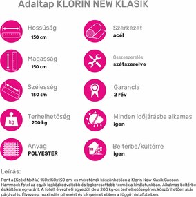 Lógó hintaszék, világosszürke, KLORIN NEW KLASIK