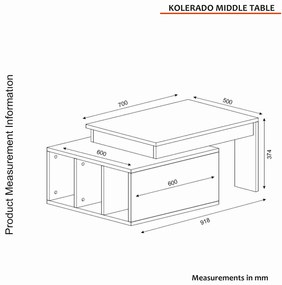 Kávéasztal Kolarado fehér dió