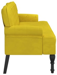 citromsárga bársonypad háttámlával 119,5 x 64,5 x 75 cm