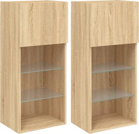 vidaXL 2 db sonoma tölgy színű TV-szekrény LED-ekkel 40,5 x 30 x 90 cm