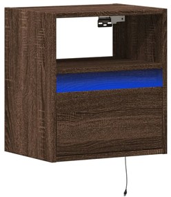 barna tölgyszínű fali TV-szekrény LED-del 41 x 31 x 45 cm