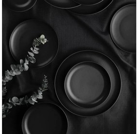 18 darabos fekete/porcelán étkészlet
