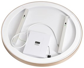 Fürdőszobai tükör rózsaszín arany 70 cm LED-del, 3 fokozatban dimmelhető, érintőgombos, kerek - Miral