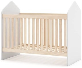 Fehér-natúr színű babaágy borovi fenyő dekorral 60x120 cm Estefania – Marckeric