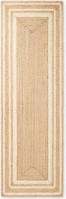 Krémszínű-natúr színű kétoldalas-kézi szövésű juta futószőnyeg 70x200 cm Jutta – Hanse Home