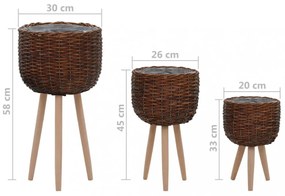 vidaXL 3 darabos PE béléses fonott virágtartó-garnitúra