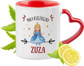 Piros bögre szív alakú füllel Zsuzsa ajándék