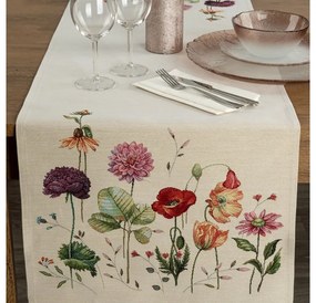 Mezei virágmintás gobelin asztali futó Krémszín 45x140 cm +/-5%