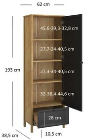 Polcos szekrény Bruselas (tarany craft (tölgy + fekete). 1116783