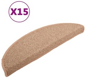 15 db világosbarna lépcsőszőnyeg 65 x 21 x 4 cm