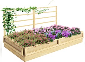 Outsunny Felemelkedett Kertiföldi Növényágy Trellis-zel, Füveságy, Fából készült Növénydoboz, Virágtartó Kerthez, Erkélyhez, Természetes Fa, 183 x 98,