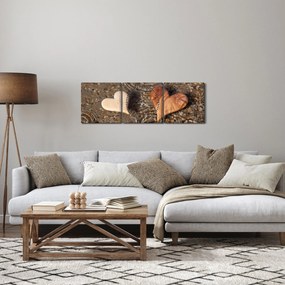 Kép - Fából készült szívek (órával) (90x30 cm)