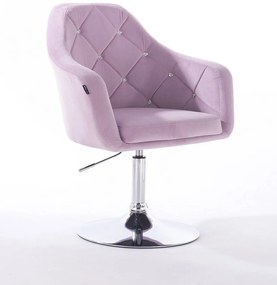 HR830 Halványlila Modern Velúr Szék Krómozott lábbal