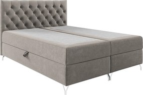 Boxspring ágy, 200x200, szürkésbézs Taupe Velvet szövet, GULIETTE + ajándék