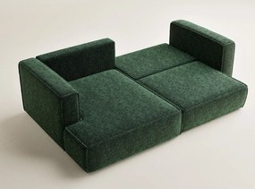 Sötétzöld zsenília kinyitható-tárolóhelyes sarokkanapé (bal oldali-heverő résszel) Velto – Maison de Rêve