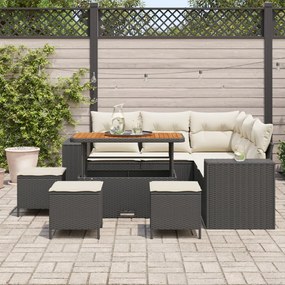 Kerti Kanapé Szett 9 pcs Fekete és Krém 110 x 55 x 71 cm
