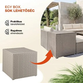 RICCO polyrattan tárolódoboz, 318L, 75x75x70 cm, krémszínű Casaria