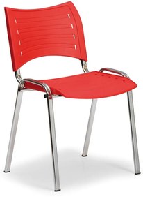 SMART műanyag szék - króm lábak, piros