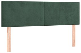 sötétzöld bársony rugós és LED-es ágy matraccal 140x200 cm