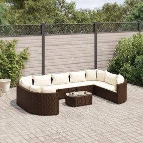 10 részes barna polyrattan kerti ülőgarnitúra párnákkal