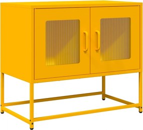 vidaXL mustársárga hidegen hengerelt acél TV-szekrény 68x39x60,5 cm