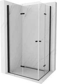 Mexen Lima Duo  Zuhanykabin Csukló ajtóval   90 x 80 cm,  átlátszó üveg,  fekete  - 856-090-080-70-00-0 DUO zuhanykabin
