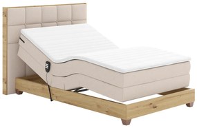 Elektromos állítható ágy, boxspring, bézs/artisan tölgy, 120x200, TIANA