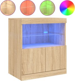 vidaXL sonoma tölgy színű tálalószekrény LED-ekkel 60 x 37 x 67 cm