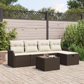 Kerti Kanapé Szett 6 pcs Barna és krémszínű 231 x 117 x 85 cm
