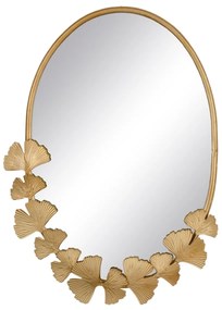 Ovális arany színű fali tükör gingko leveles