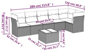 7 részes fekete polyrattan kerti ülőgarnitúra párnával