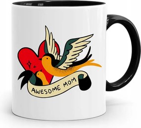 Fekete Bögre Ajándék Anyukáknak Awesome Mom fényképes nyomtatással