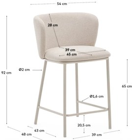 Bézs bárszék (ülésmagasság 65 cm) Ciselia – Kave Home