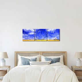 Kép - olajfestmény, arany mező (órával) (90x30 cm)
