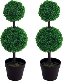 Outsunny Műnövények 2 db Nagy 67 cm Műnövény 2 Golllal, Műanyag Műfa Cserépben | Aosom