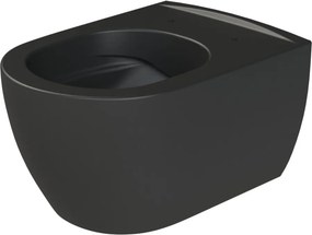 CeraStyle CITY fali WC - MATT FEKETE - BEÉPÍTETT bidé funkcióval - perem nélküli - 53 cm
