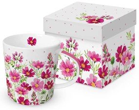 Rózsaszín virágos porcelán bögre 400 ml díszdobozban Anabelle