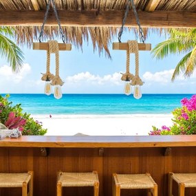 Csillár láncon KOS 2xE27/60W/230V bükkfa