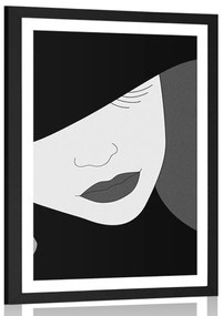 Poszter paszportuval előkelő hölgy fekete-fehér kivitelben