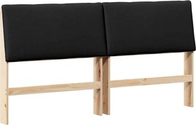 vidaXL Kárpitozott fejtámla Fekete 180 cm Tömör fenyőfa