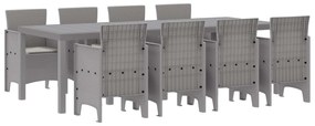 vidaXL Kert étkező szett 9 pcs Világosszürke Polipropilén