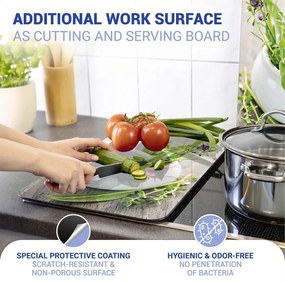 Edzett üveg tűzhely fedőlap szett 2 db-os 30x52 cm Herb – Wenko