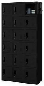 KAROL társalgói öltözőszekrény rekeszekkel, 900 x 1850 x 400 mm, fekete