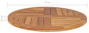 kerek tömör tíkfa asztallap 2,5 cm 70 cm