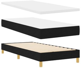 Boxrugós ágy Fekete és fehér és fekete 80 x 200 cm szövet