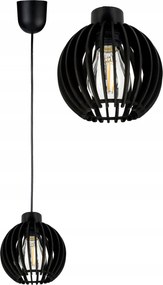 Lámpa fekete Függő Túlnyúlás mennyezeti csillár Loft lámpabúra fekete fa golyó