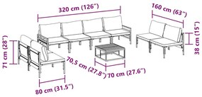 Kerti Kanapé Szett 9 pcs Antracitszürke Acél