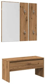 vidaXL kézműves tölgy színű szerelt fa előszobai bútorszett