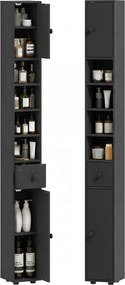 kleankin Slim Bathroom Cabinet, Tall Toilet Cupboard with Drawer and 4 Open Shelves, Space-Saving Bathroom & Living Room Storage, 8 x 8 x 71 in (20 x