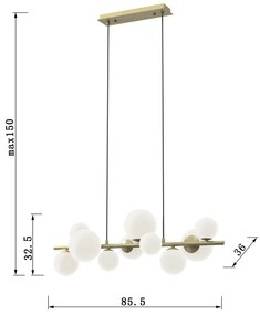 ONLI - Csillár zsinóron PALOMA 10xG9/10W/230V arany